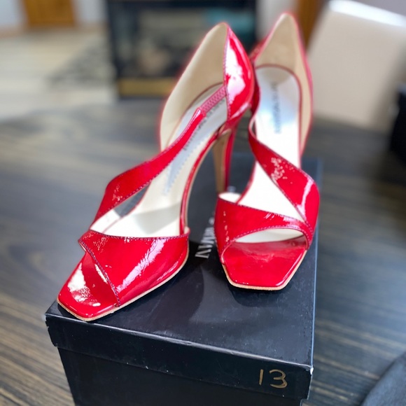 EMPORIO ARMANI Red Patent Leather Sandals - Picture 3 of 6